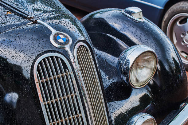 Front view of a 1938 BMW 328, showcasing its classic grille and timeless design, highlighting the elegance and engineering of this pre-war sports car.