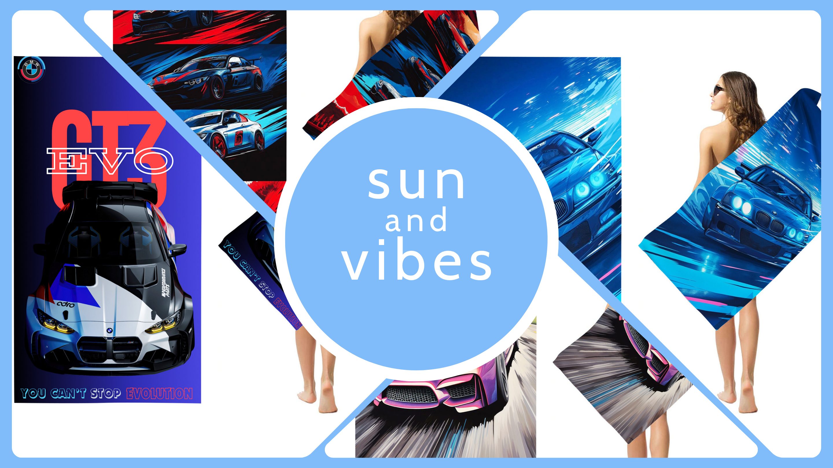 Beach Towel with Automotive Theme