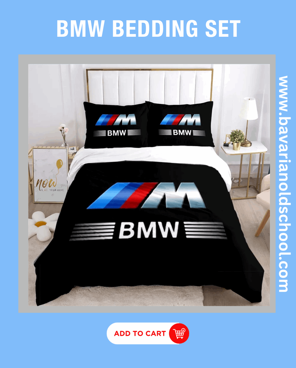 bmw bedding set for single or double bed bavarian old school