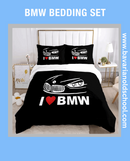 Luxurious Bedding Set with BMW Themes. Duvet Cover with Pillowcases - elevate your bedroom decor Bettwäsche Set
