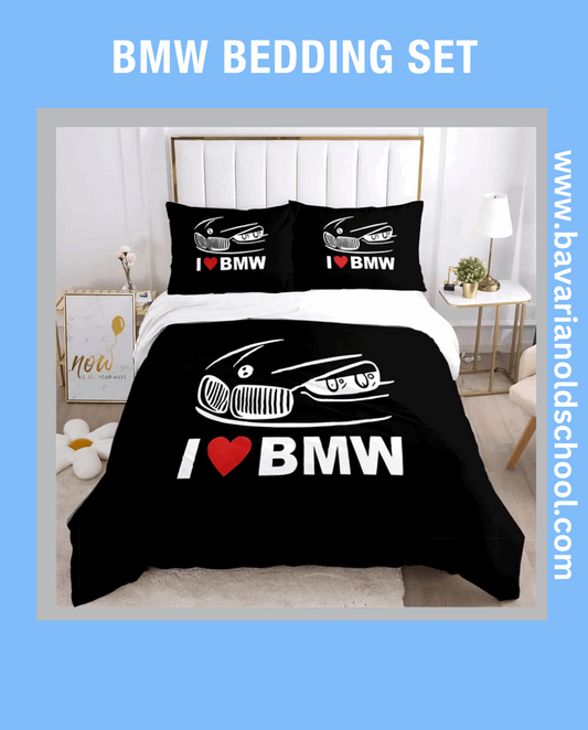 Luxurious Bedding Set with BMW Themes. Duvet Cover with Pillowcases - elevate your bedroom decor Bettwäsche Set