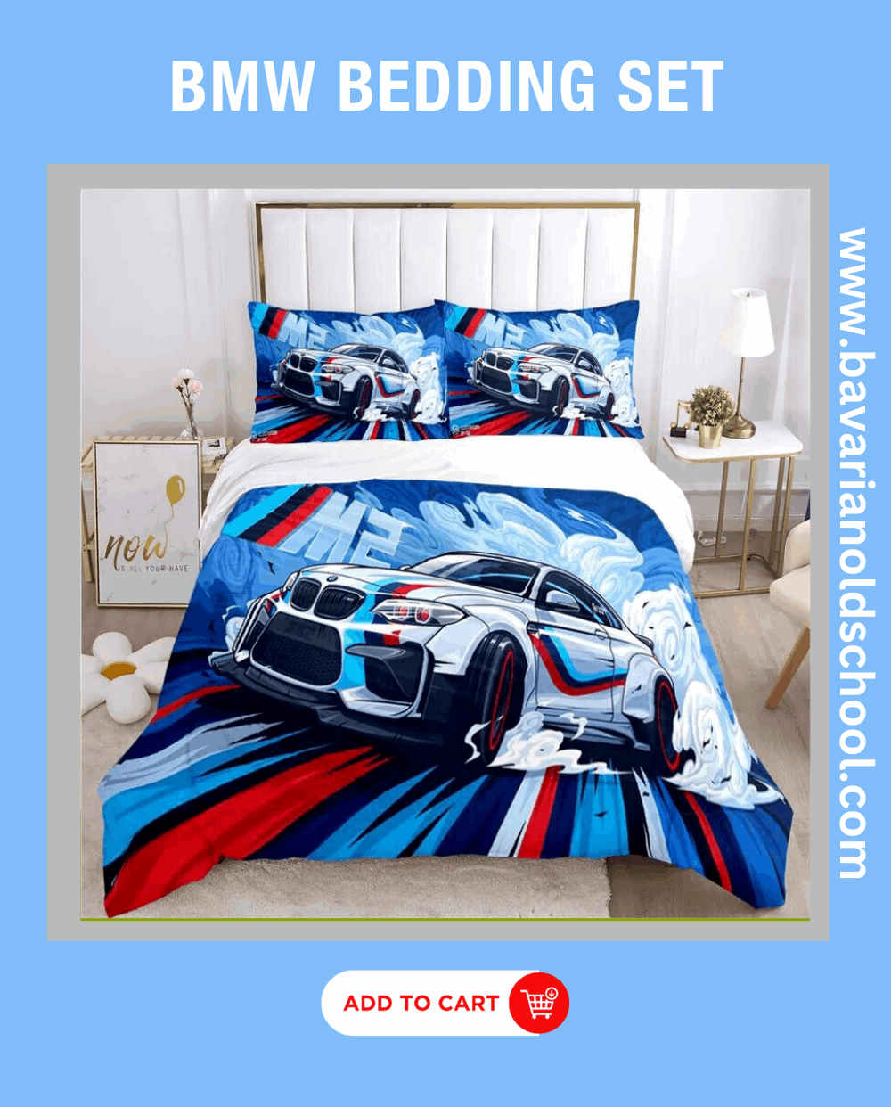 bmw bedding set for single or double bed bavarian old school