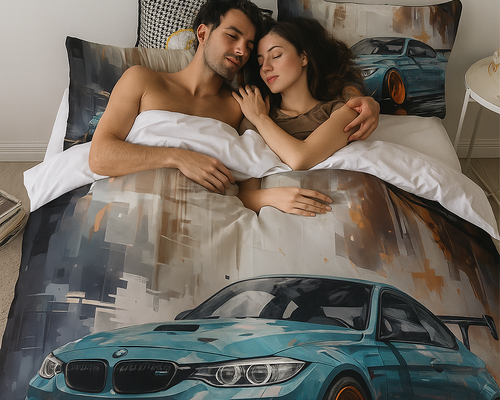 Luxurious Bedding Set with BMW Themes. Duvet Cover with Pillowcases - elevate your bedroom decor Bettwäsche Set bmw m2