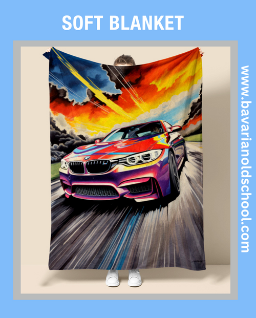 Luxurious Soft Blanket with BMW Themes. Elevate your bedroom or livingroom decor. Cozy Flannel Banket - Weiche Decke. Bavarian Old School