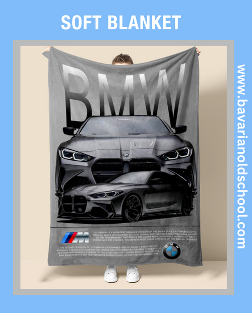 Luxurious Soft Blanket with BMW Themes. Elevate your bedroom or livingroom decor. Cozy Flannel Banket - Weiche Decke. Bavarian Old School