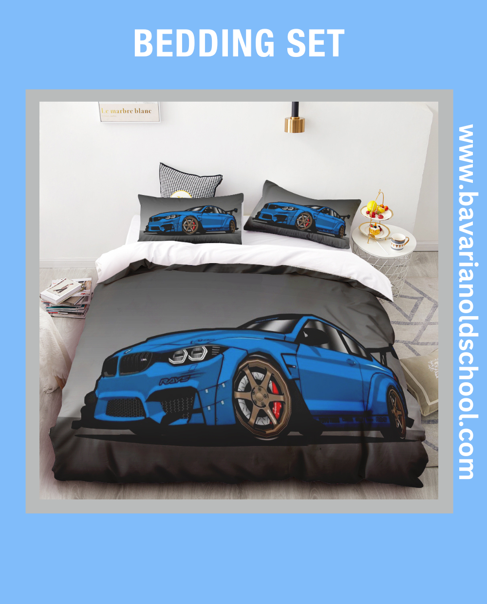 Luxurious Bedding Set with BMW Themes - elevate your bedroom decor