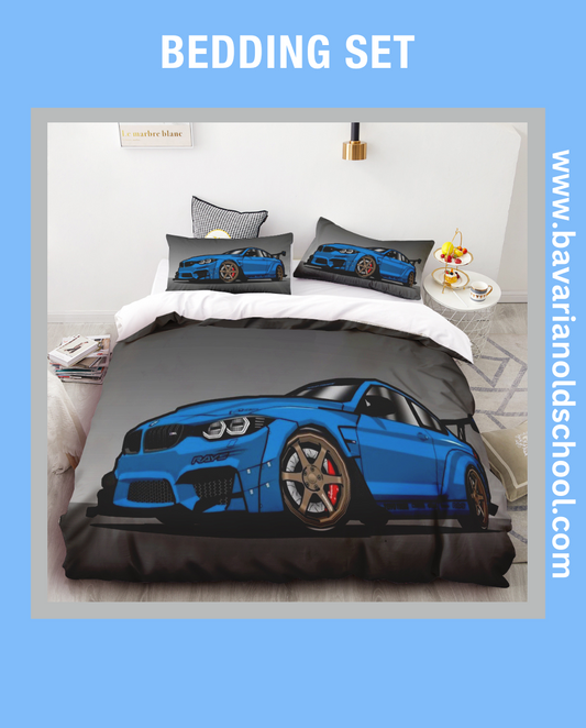 Luxurious Bedding Set with BMW Themes. Duvet Cover with Pillowcases - elevate your bedroom decor Bettwäsche Set