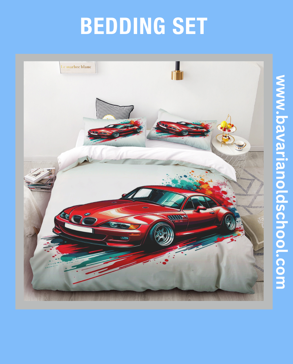 Luxurious Bedding Set with BMW Themes - elevate your bedroom decor