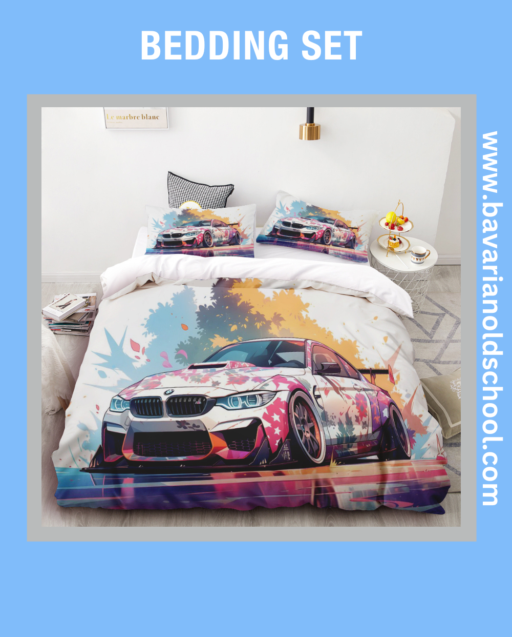 Luxurious Bedding Set with BMW Themes - elevate your bedroom decor