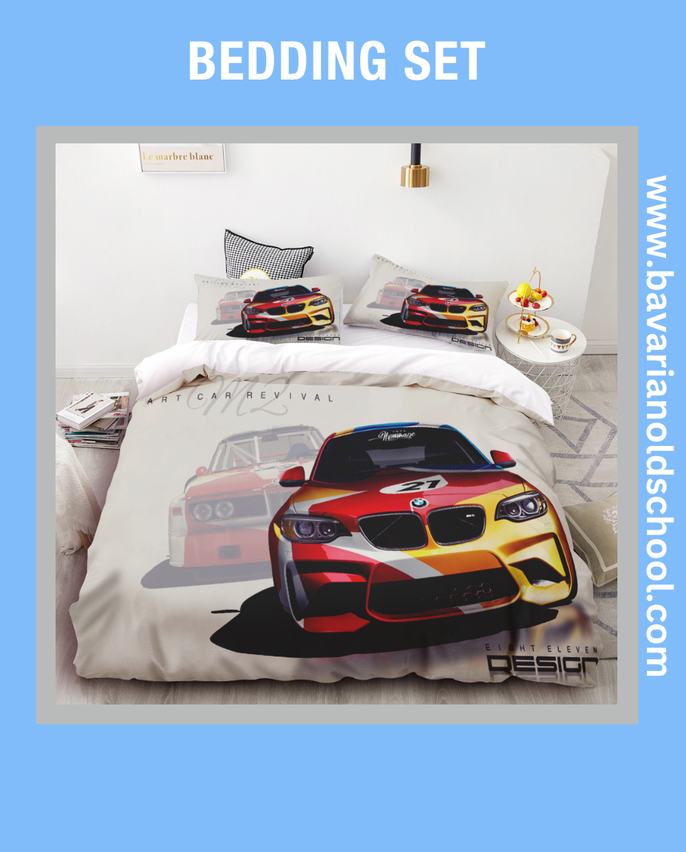 Luxurious Bedding Set with BMW Themes - elevate your bedroom decor