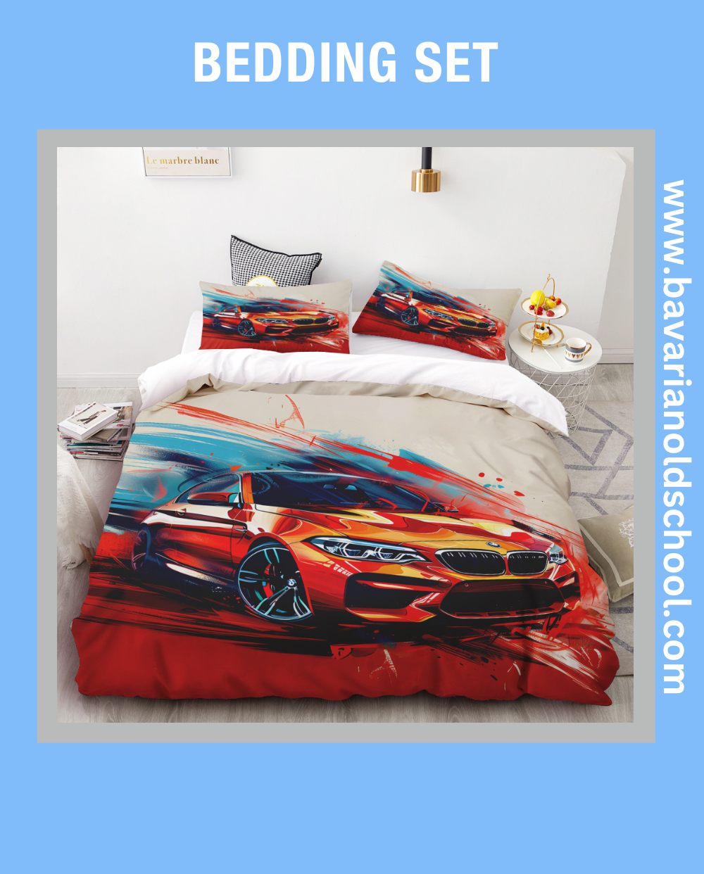 Luxurious Bedding Set with BMW Themes - elevate your bedroom decor