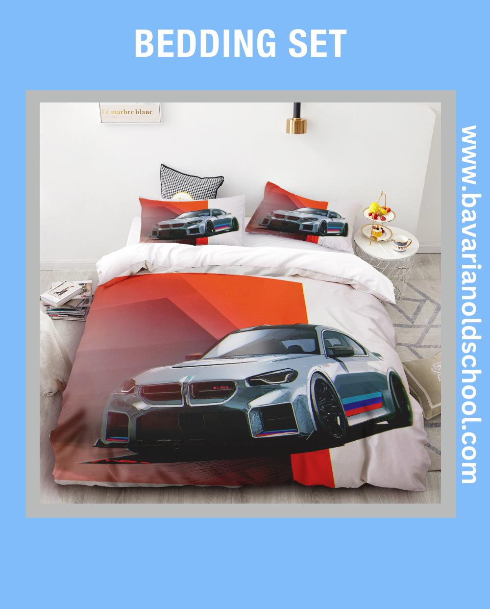 Luxurious Bedding Set with BMW Themes - elevate your bedroom decor