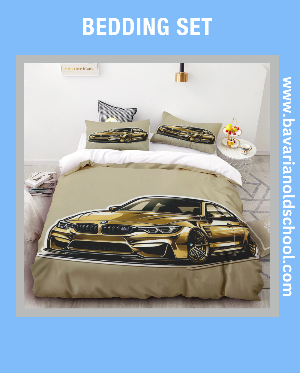 Luxurious Bedding Set with BMW Themes - elevate your bedroom decor