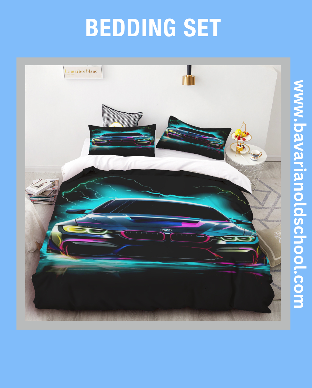 Luxurious Bedding Set with BMW Themes - elevate your bedroom decor