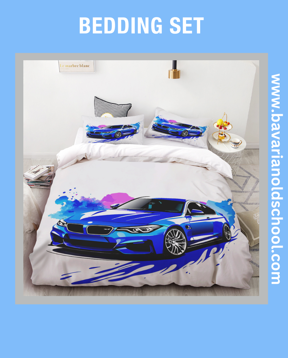 Luxurious Bedding Set with BMW Themes - elevate your bedroom decor