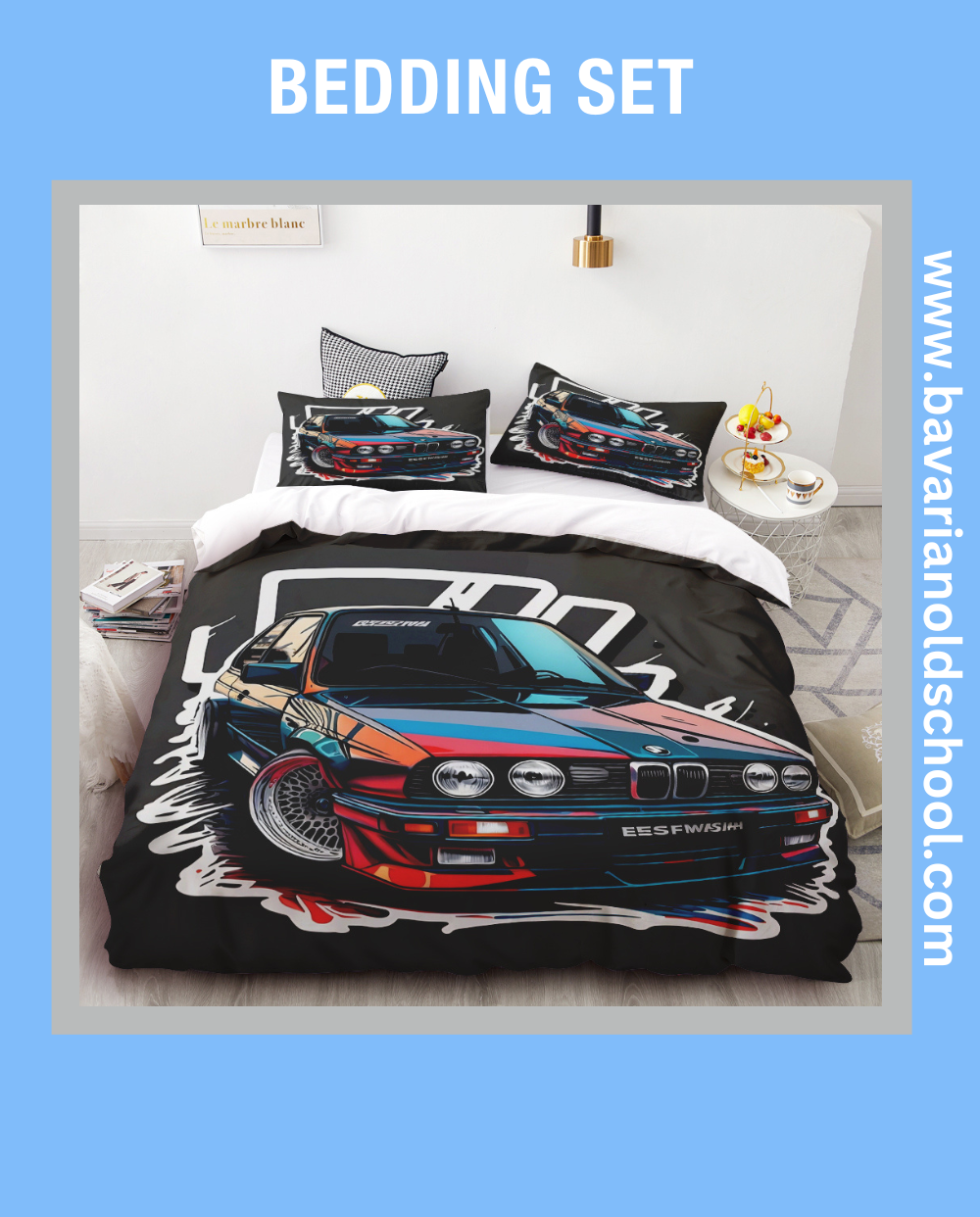 Luxurious Bedding Set with BMW Themes - elevate your bedroom decor