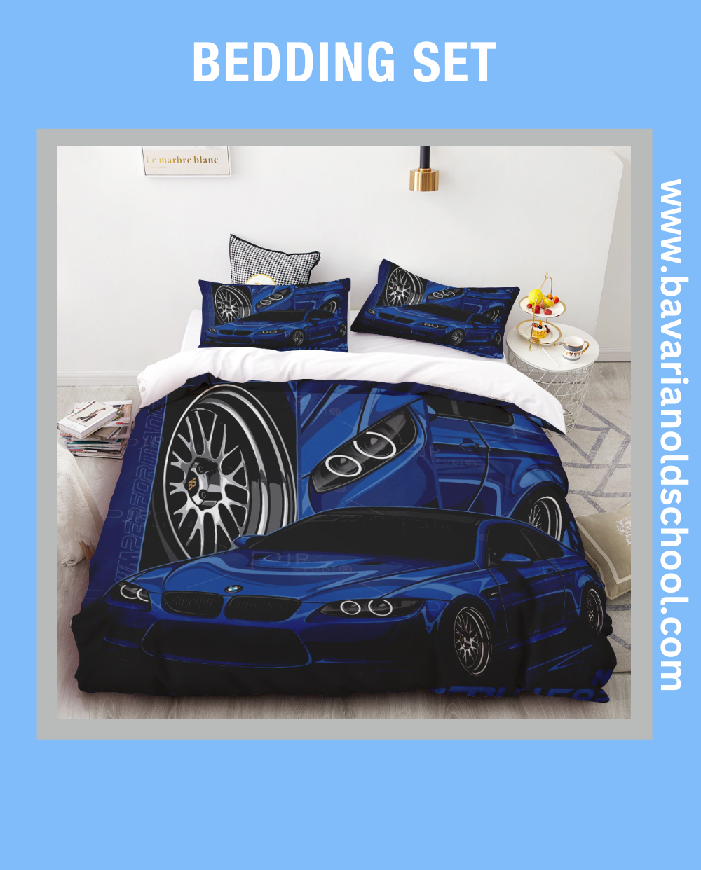 Luxurious Bedding Set with BMW Themes - elevate your bedroom decor