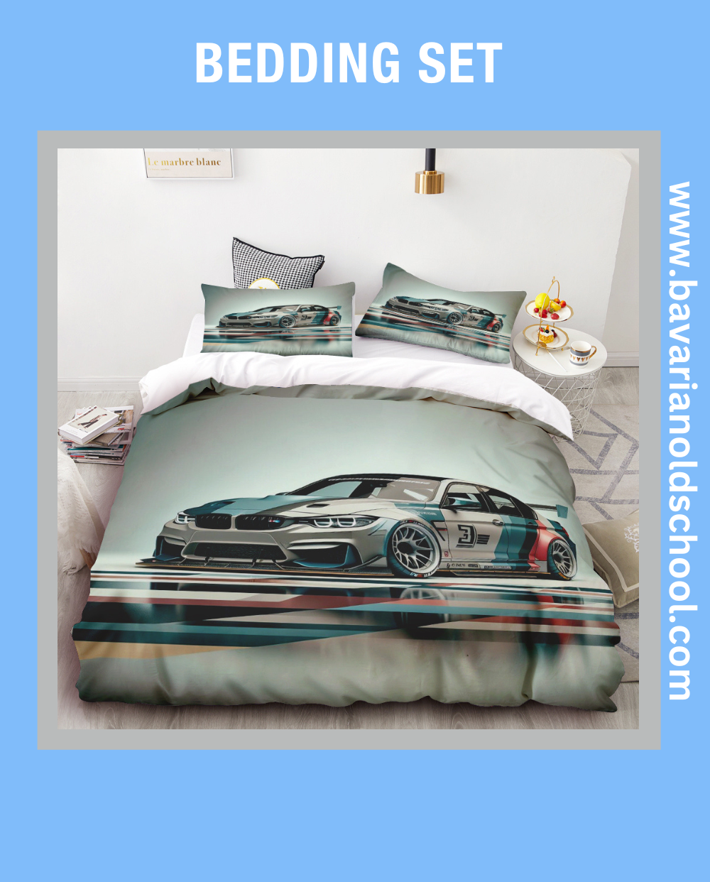 Luxurious Bedding Set with BMW Themes - elevate your bedroom decor