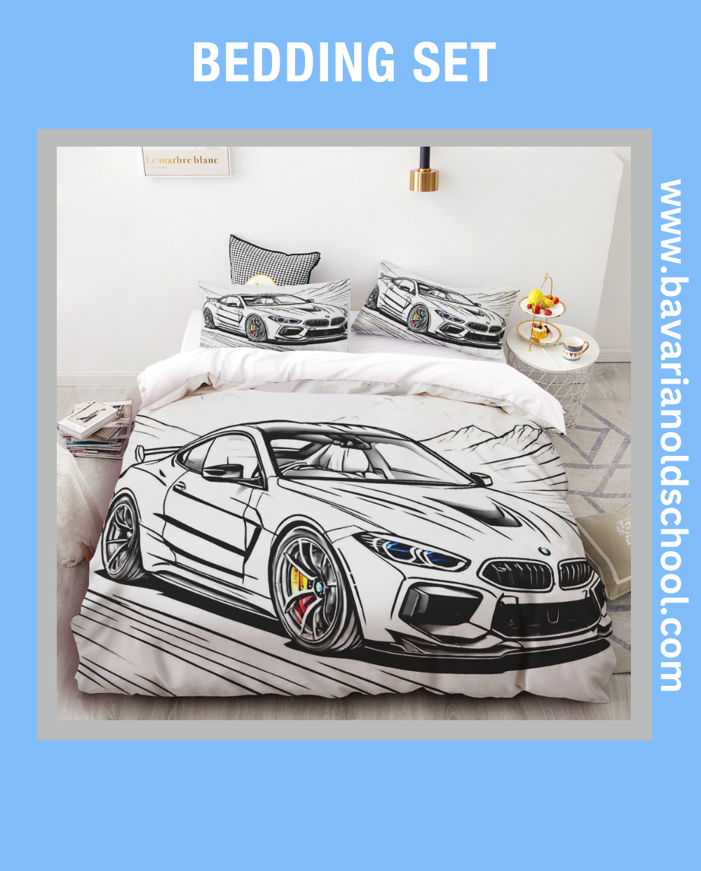 Luxurious Bedding Set with BMW Themes - elevate your bedroom decor