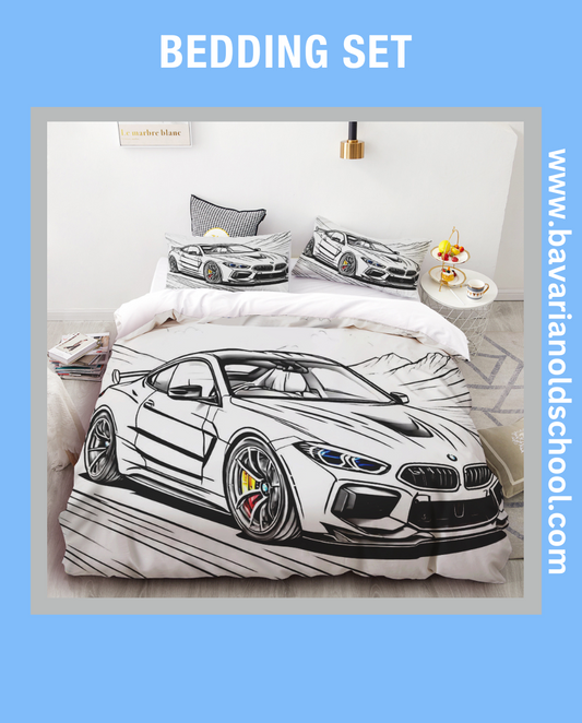 Luxurious Bedding Set with BMW Themes. Duvet Cover with Pillowcases - elevate your bedroom decor Bettwäsche Set