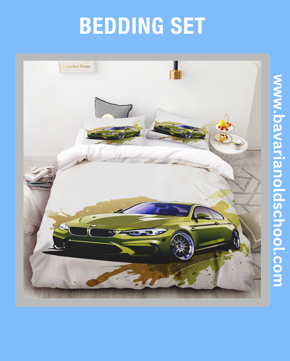 Luxurious Bedding Set with BMW Themes - elevate your bedroom decor