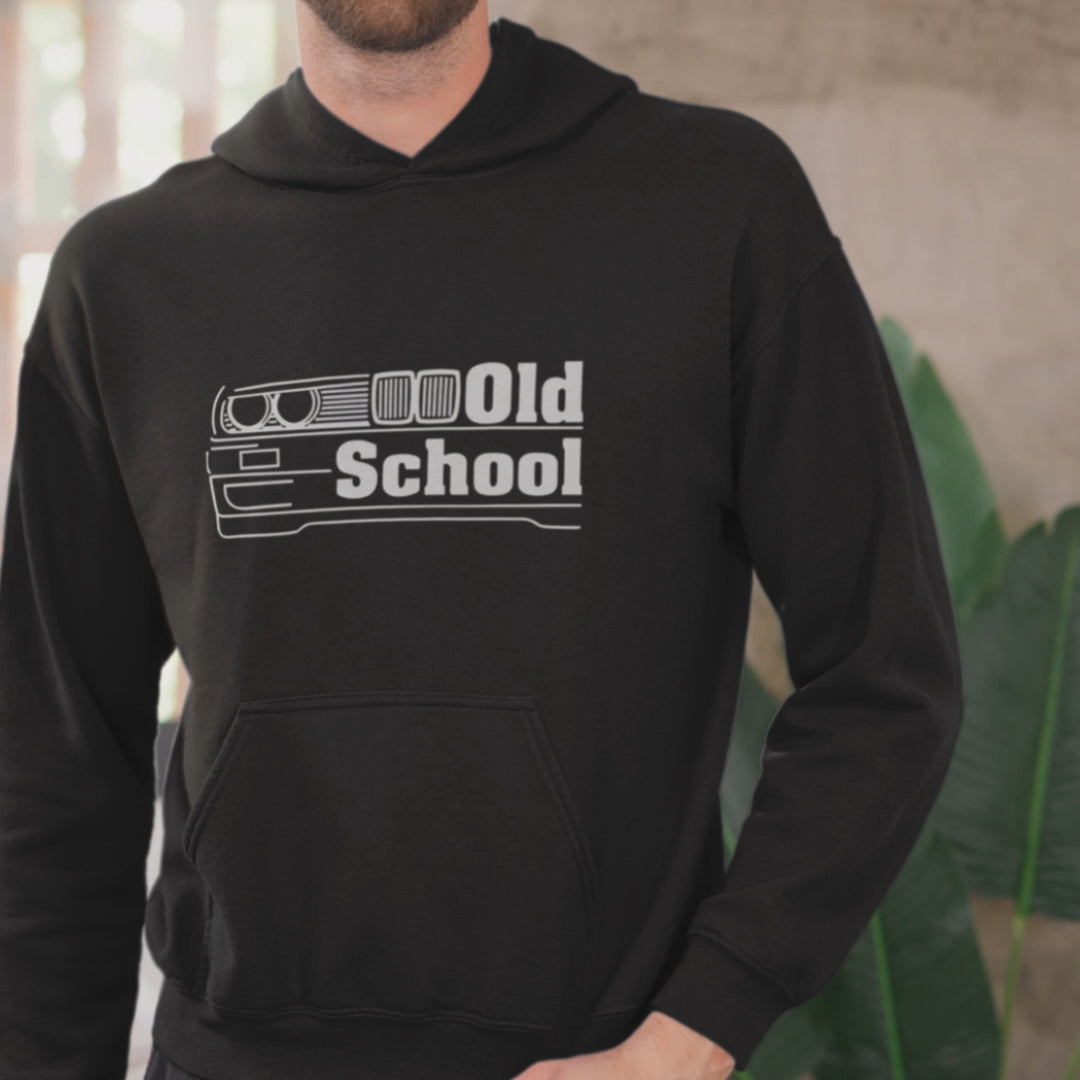 man wearing old school hoodie video